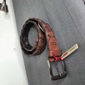 Men's Braided Leather Belt Size 30-32 NWT - Adjustable Woven Style